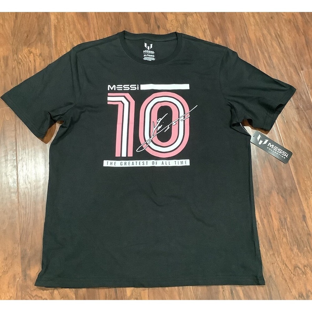 NWT Men's Lionel Messi Greatest Of All Time Black T-Shirt Size XL